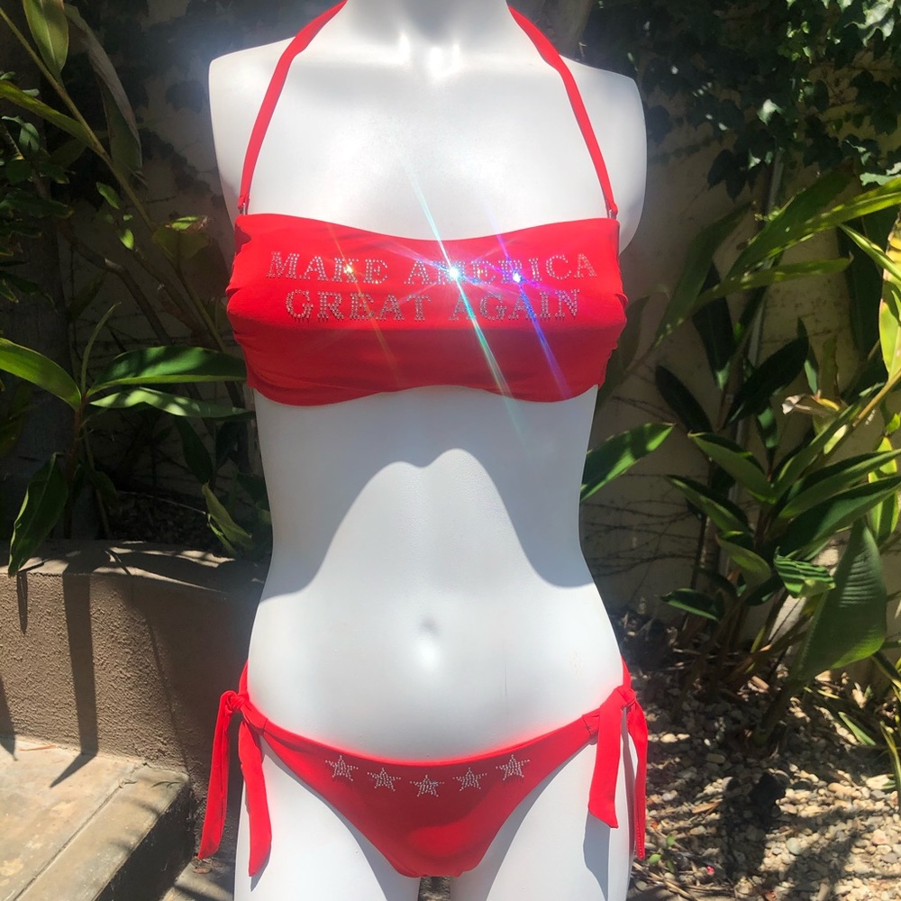 🇺🇸 Maga Bikini W Crystals🌟American flag bikini